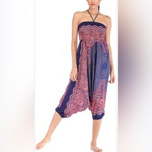 JIBJAAB Bohemian Multicolor Harem  Festival Hippie Wide Leg Pants OS